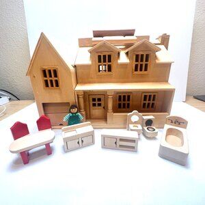 Melissa & Doug Wooden Dollhouse Hinged Fold And Go Portable Furniture Figure
